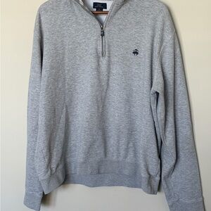 Brooks Brothers cotton Light Gray quarter  Zip-Up Sweater